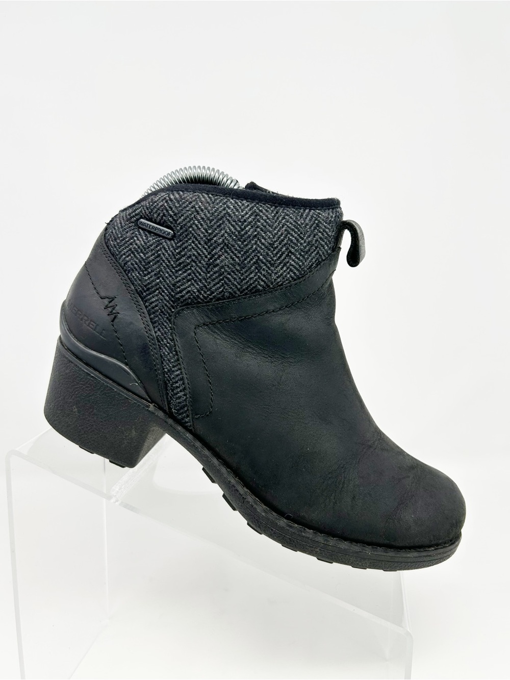 Merrell Chateau II Mid Pull Waterproof Ankle Boots Black Side Zip Size 7.5